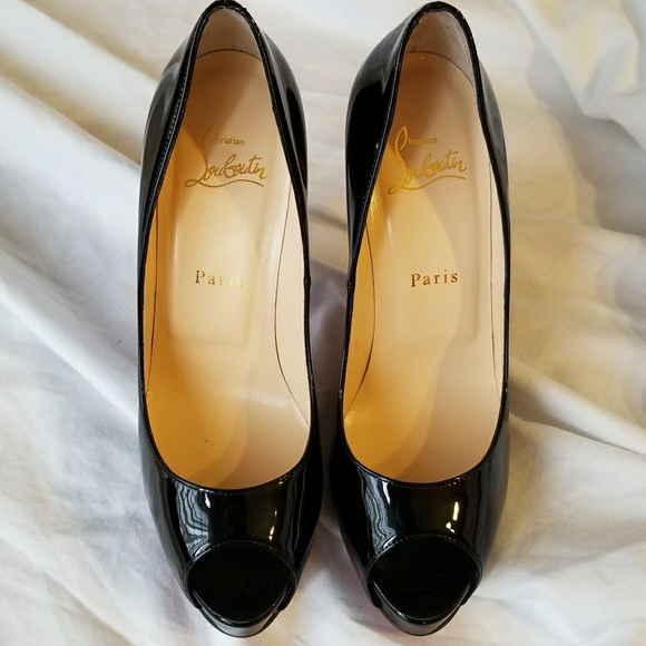BLACK CHRISTIAN LOUBOUTIN PEEP TOE 37.5 - Picture 3 of 5